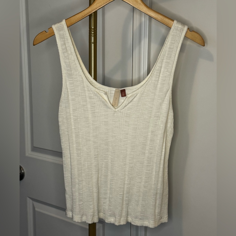 Pilcro Cream Ribbed Tank Top